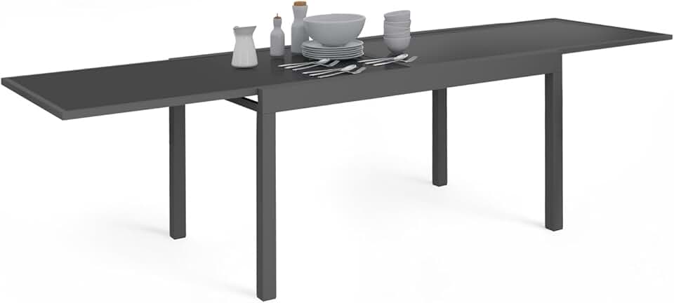 bleujardin - Madrid - table extensible 135-270 cm 8 à 12 pers. anthracite