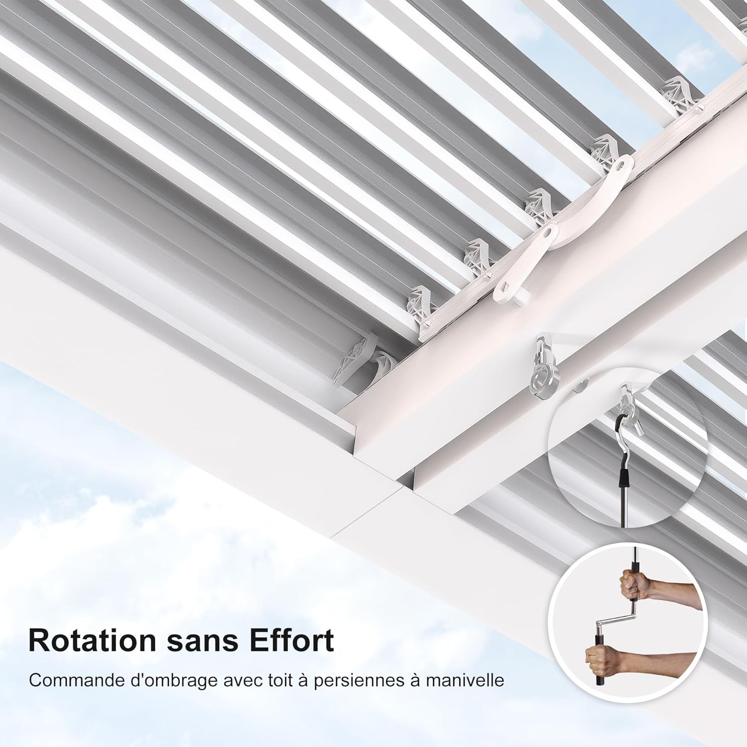 bleujardin - Pergola bioclimatique 4,84x3,68m alu, LED, gouttières