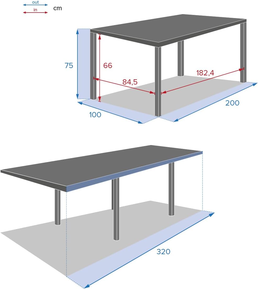 bleujardin - Piazza extensible - 12 places - aluminium/verre renforcé - gris graphite