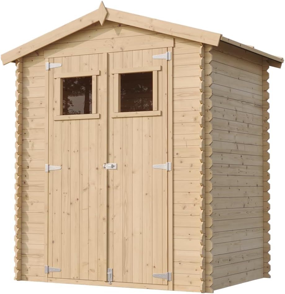 Abri de Jardin en Bois avec Sol TRAITÉ - Stockage extérieur I196xL136xH218 cm/ 1.98 m2 Petit abri à Outils, Local à vélos - Toit imperméable, fenêtres - bleujardin M367