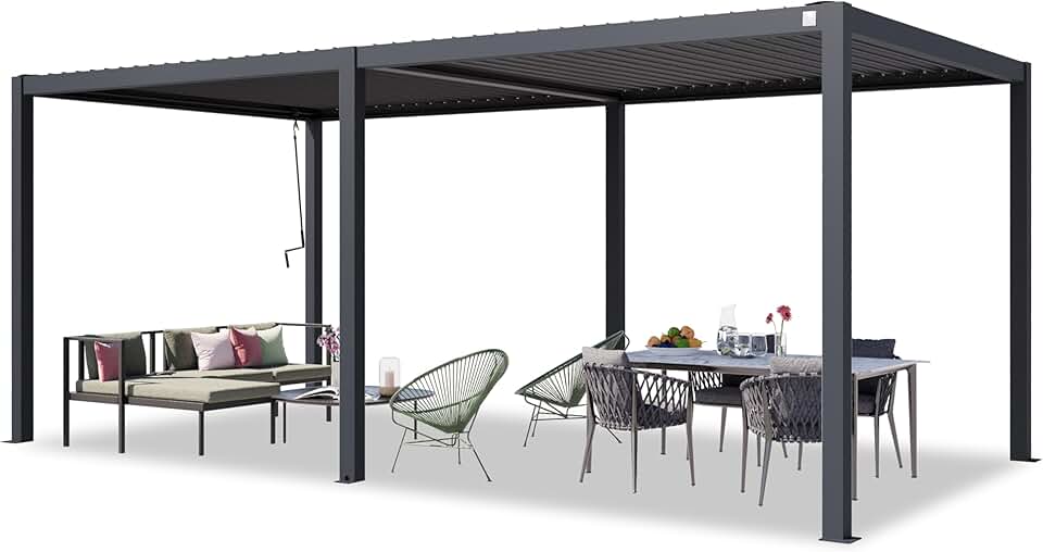 bleujardin - Pergola série acier/aluminium - 3x6 m - lames orientables