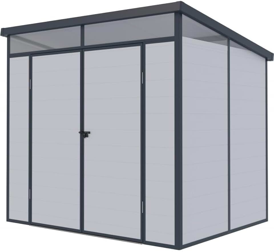 bleujardin – Abri de jardin résine 4,10m² toit plat, double porte, aluminium