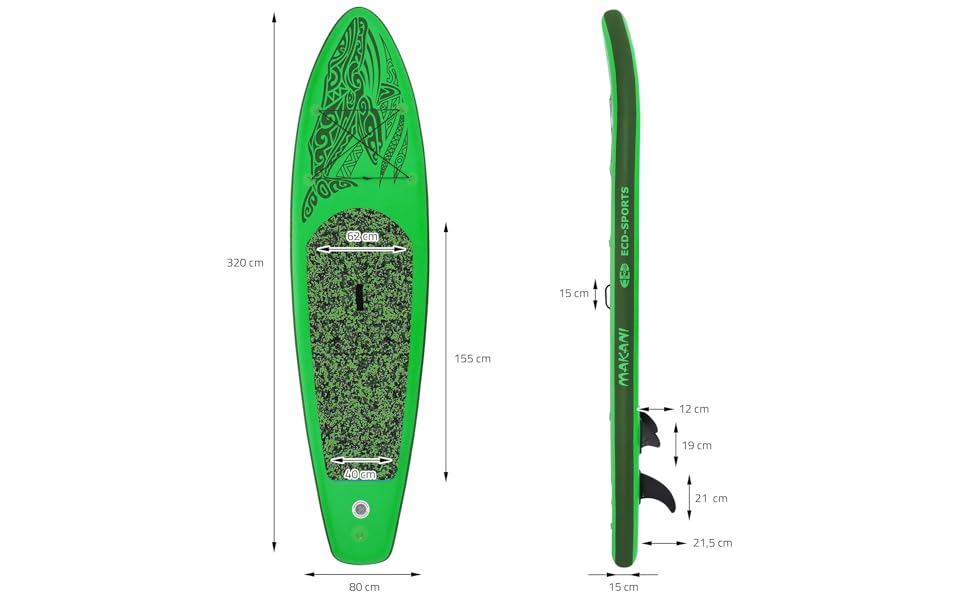bleujardin planche de stand up vert paddling makani 320x80x15 cm SUP gonflable paddle board de surf