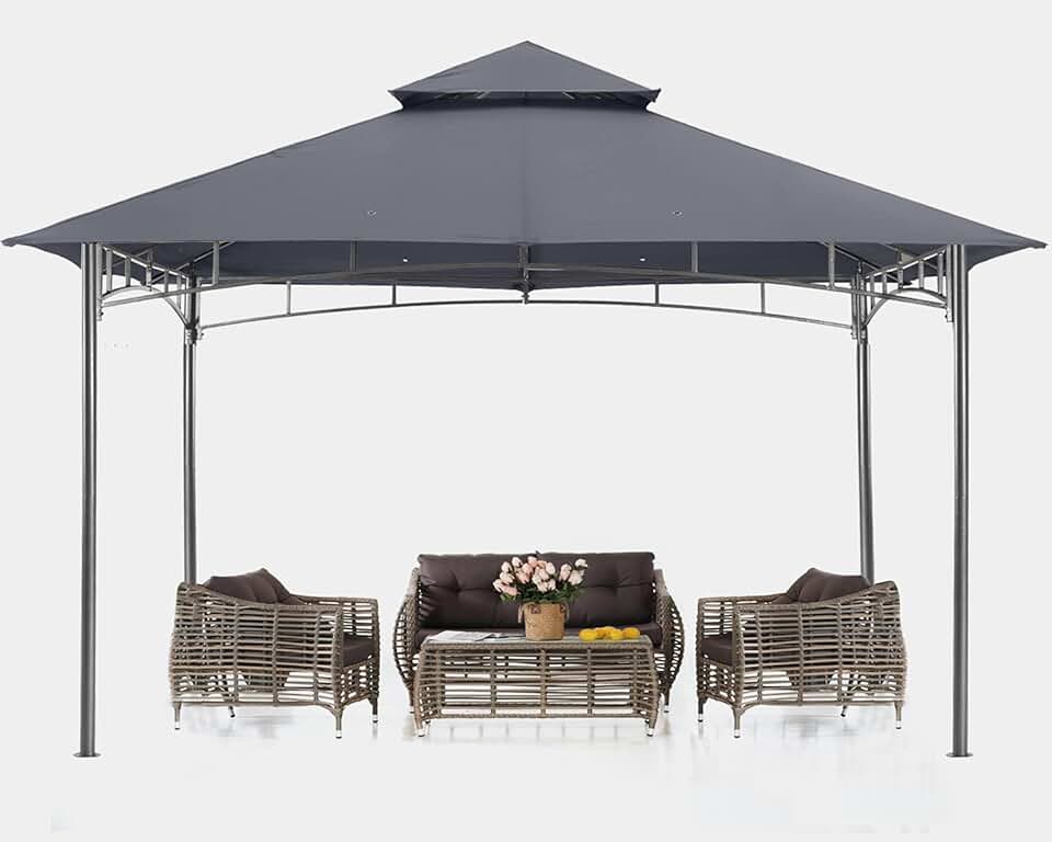 bleujardin - tonnelle terrasse série – 3,05x3,05 m – cadre acier, gris foncé