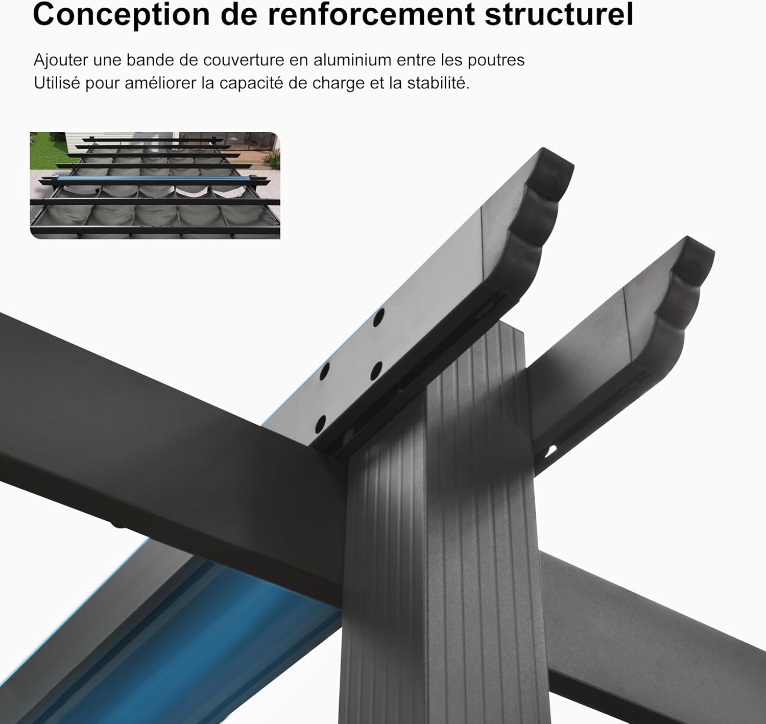bleujardin - Pergola aluminium 5,5x3m, éclairage LED, toit rétractable