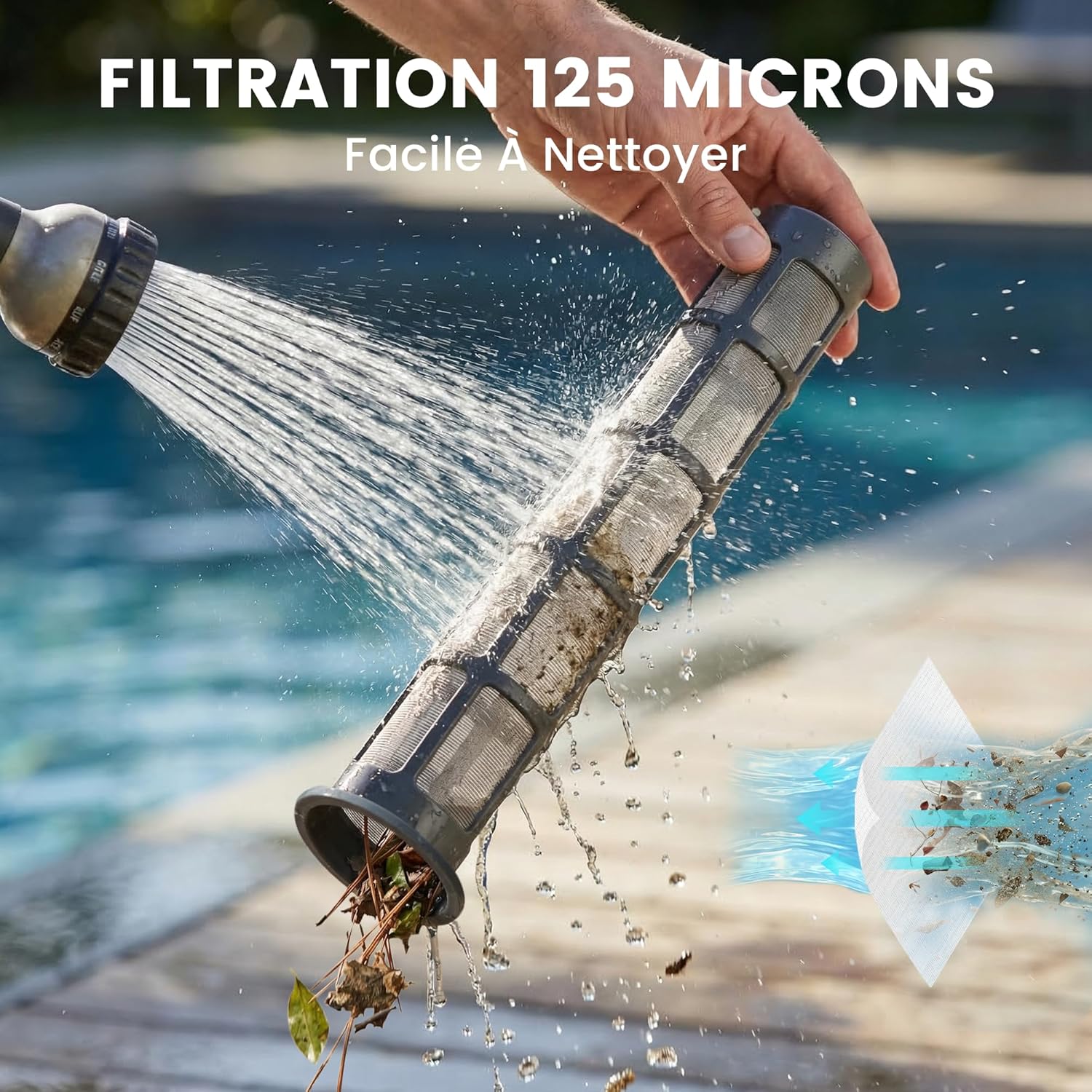 Aspirateur de piscine sans fil - 45 min autonomie - rechargeable - pour piscines hors-sol et spas