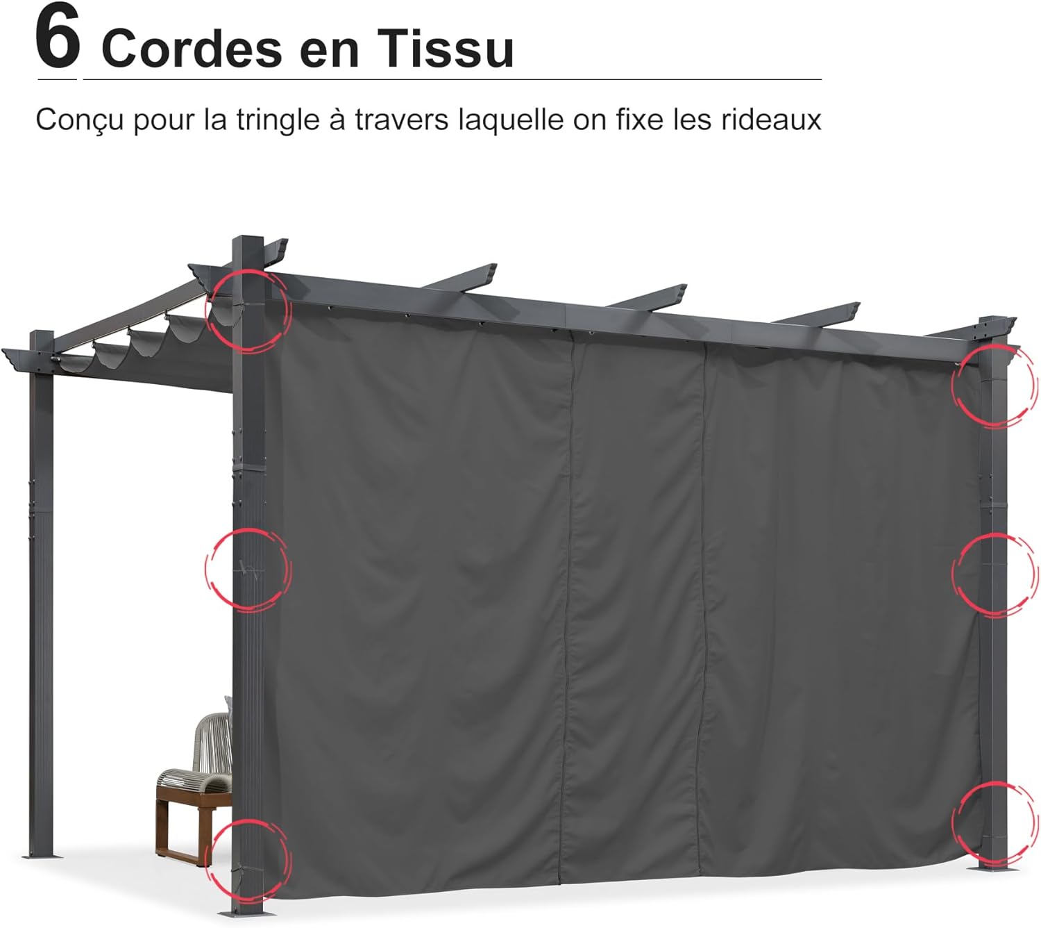 bleujardin - pergola aluminium série 4x3m rideau toit coulissant gris
