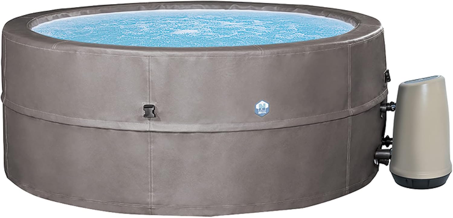 bleujardin - Spa - Vita Premium - SP-VIP160C - Gonflable - 6 Places (4 Adultes + 2 Enfants) - Bache De Protection - Réchauffeur - 1100 L - Couverture Simili-Cuir Premium