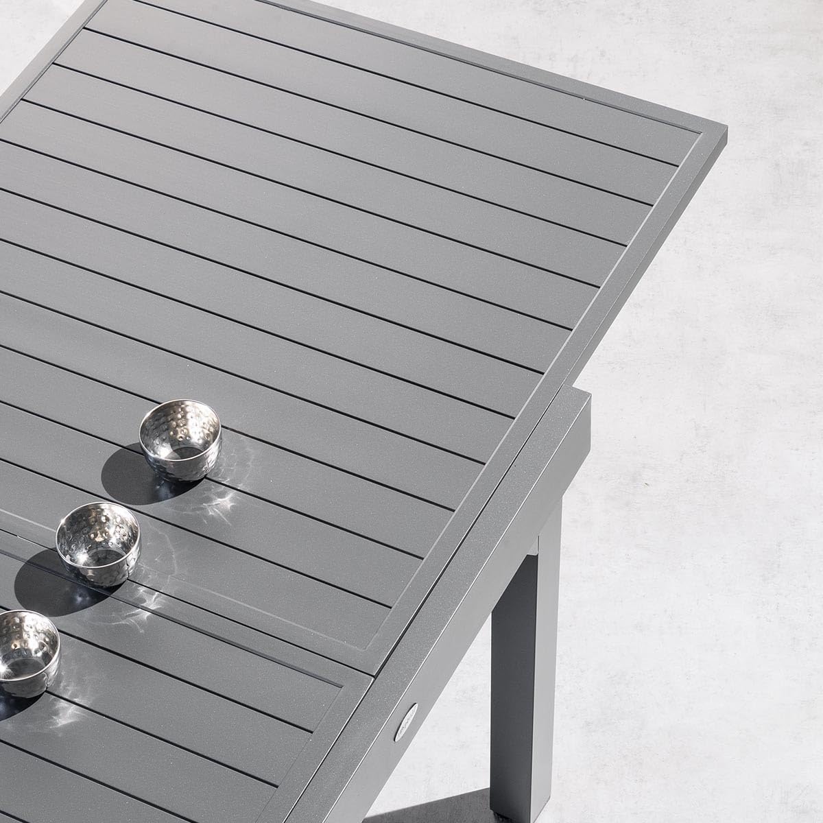 bleujardin - Piazza extensible - 180/240x90 cm - alu gris, 8 places