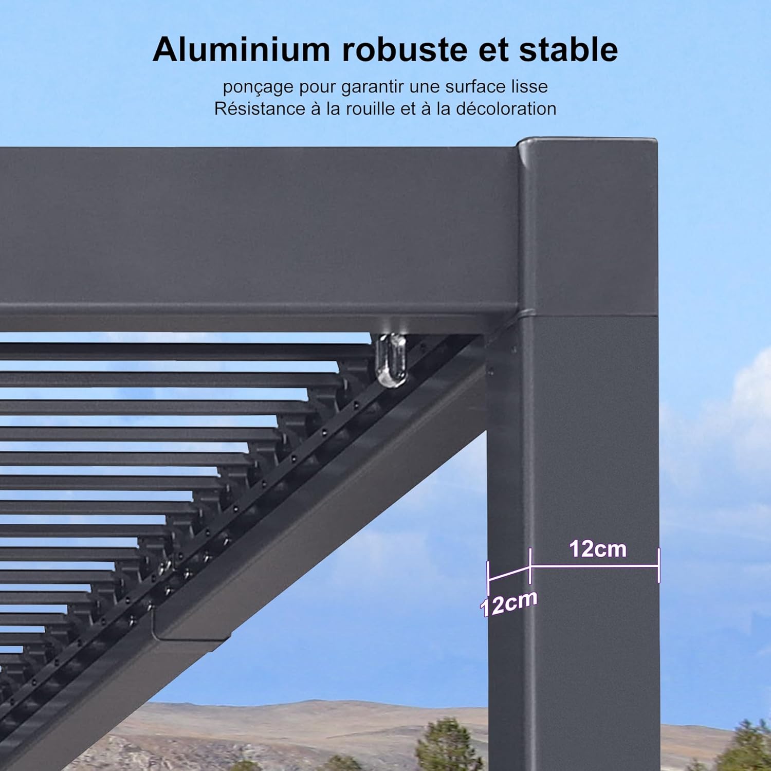 bleujardin - pergola bioclimatique - 3,5x6,35m - aluminium, lames orientables, résistante intempéries