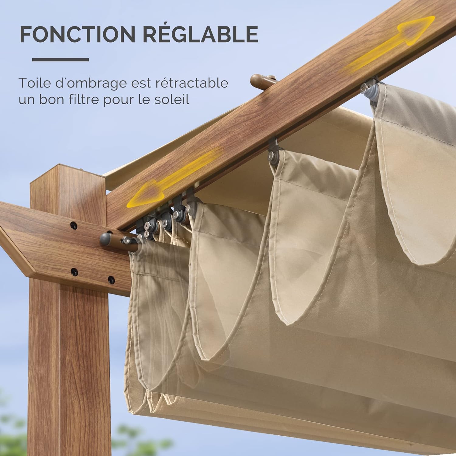 bleujardin - Pergola 3x3m - aluminium, éclairage, toit rétractable