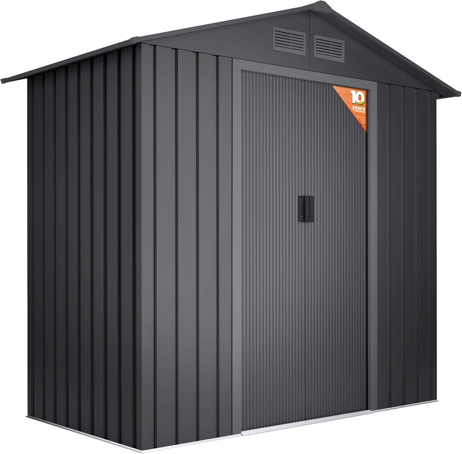 Abri de jardin métal - Light Anthracite - 196x131x196cm - double porte coulissante, 4 grilles, extérieur