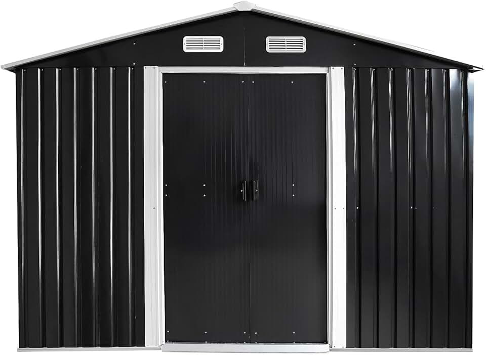 bleujardin - MANSO - Abri métal acier galvanisé gris 8m² - MANSO