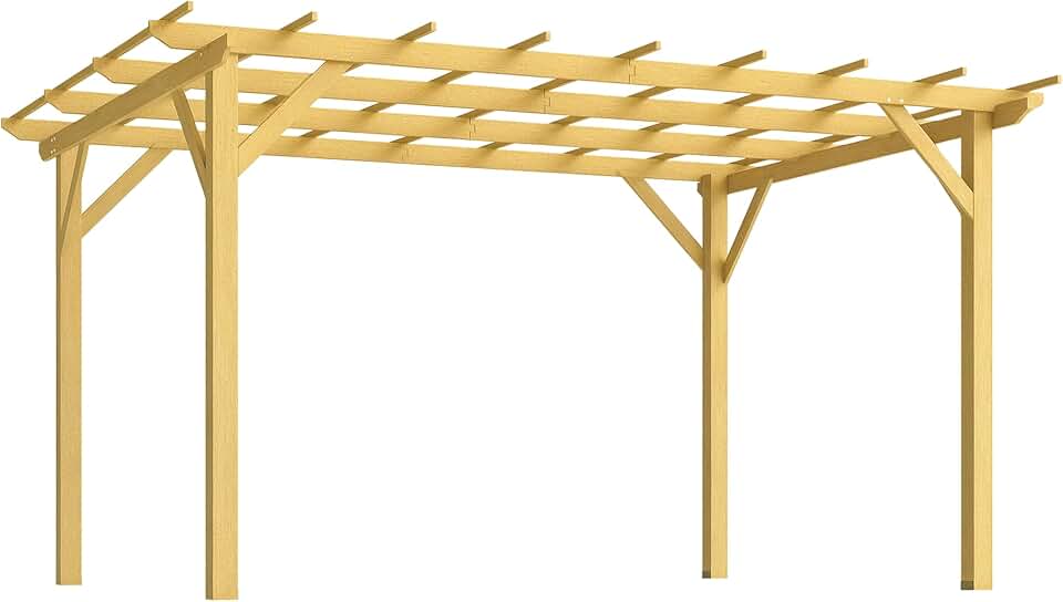 bleujardin - pergola jardin bois naturel - 3x4m - idéale vignes et fleurs