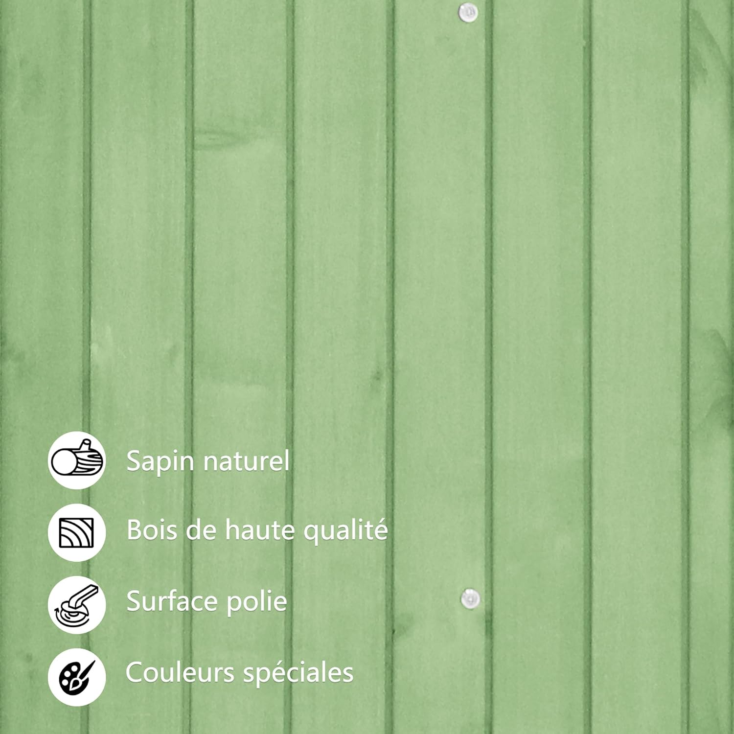 Abri de Jardin en Bois, Cabane de Jardin avec PVC à Structure en Forme de Selle, Coffre de Jardin avec Fondation et 2 étagères de Rangement, Armoire Outils de Jardinage, 124x46x174cm Vert