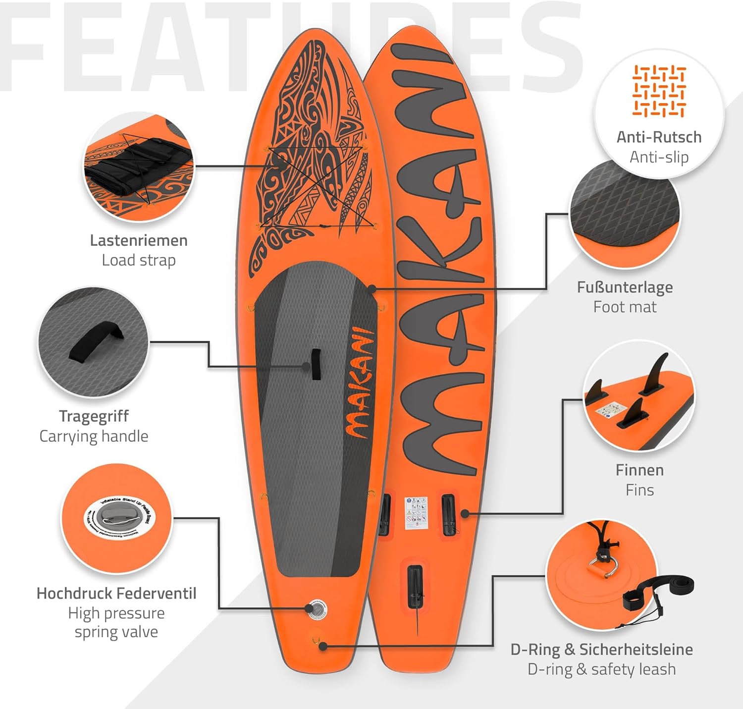 bleujardin - Stand Up Paddle Série - 305/308/320/380 cm - PVC, 120/150 kg, ép. 10/15 cm