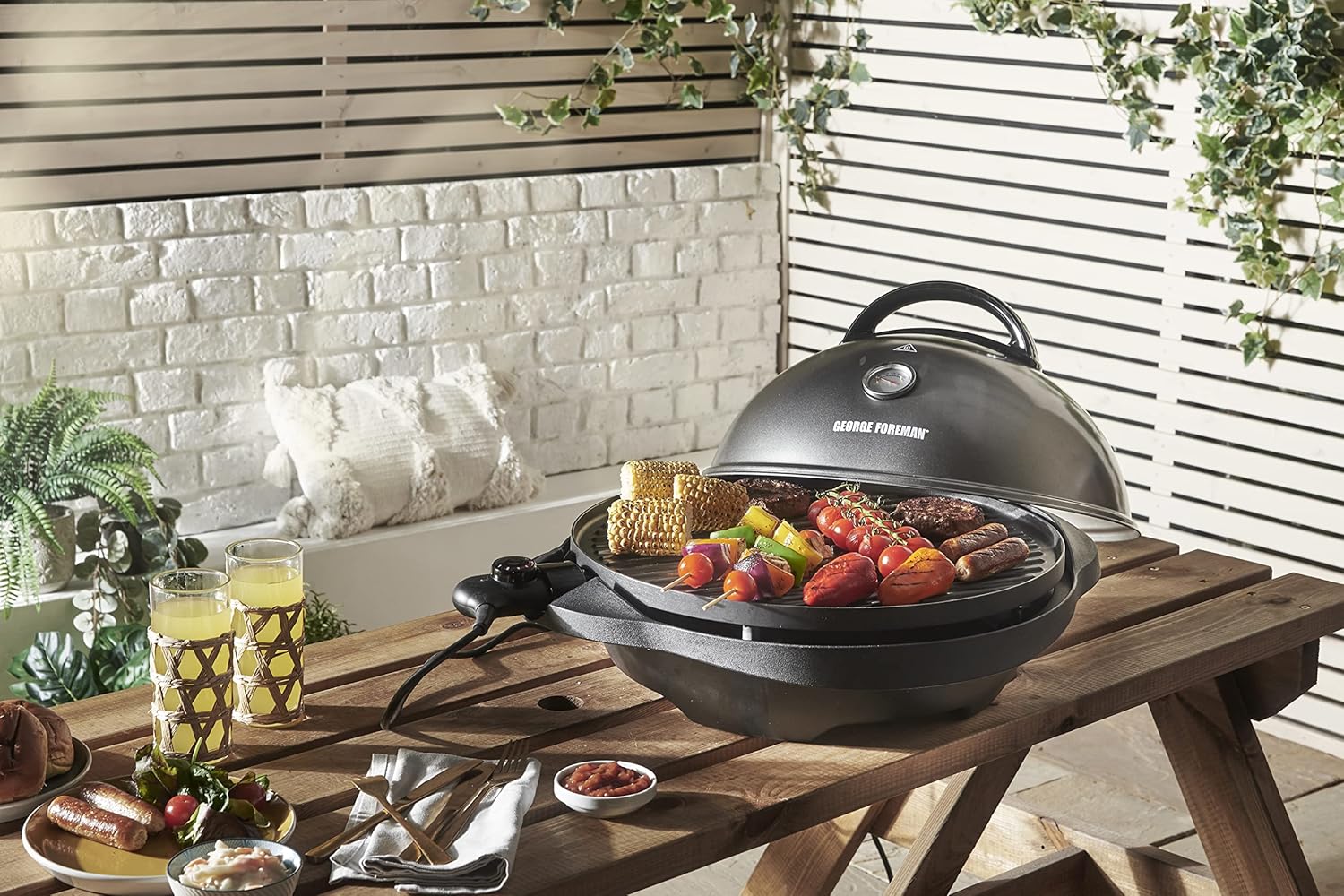 bleujardin - Barbecue 2 en 1 - 44,5cm - Électrique, grill avec bac à graisse, 2400W, 22460-56