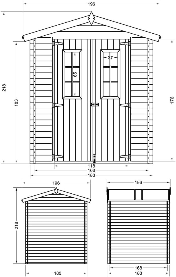 Abri de Jardin en Bois - Stockage extérieur I186xL196xH218 cm/ 2,82 m2 Petit abri à Outils, Local à vélos - bleujardin M320C