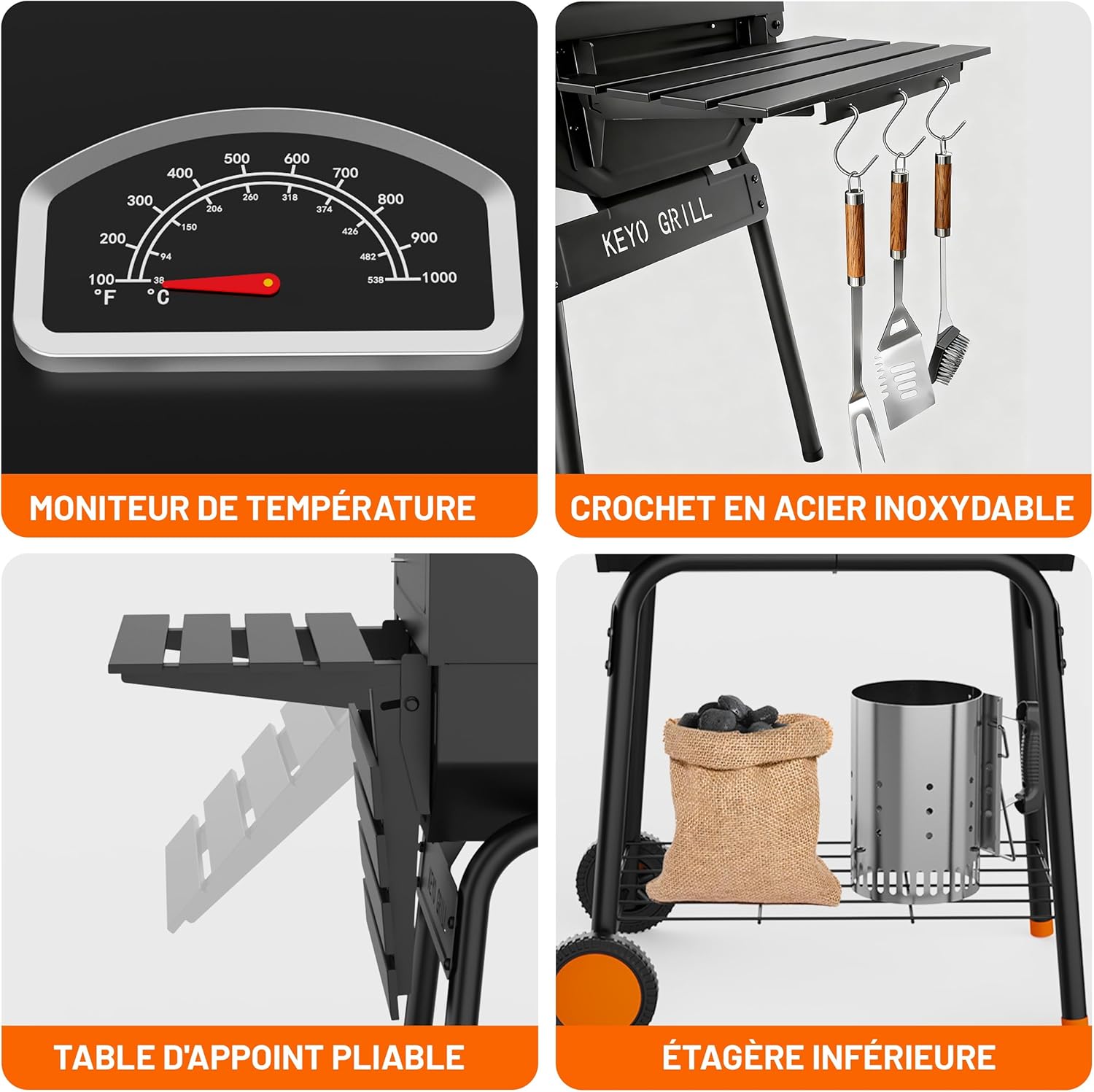 bleujardin 23 pouces barbecue pentagonal, chromé, 469 Sq In-23 Pouces