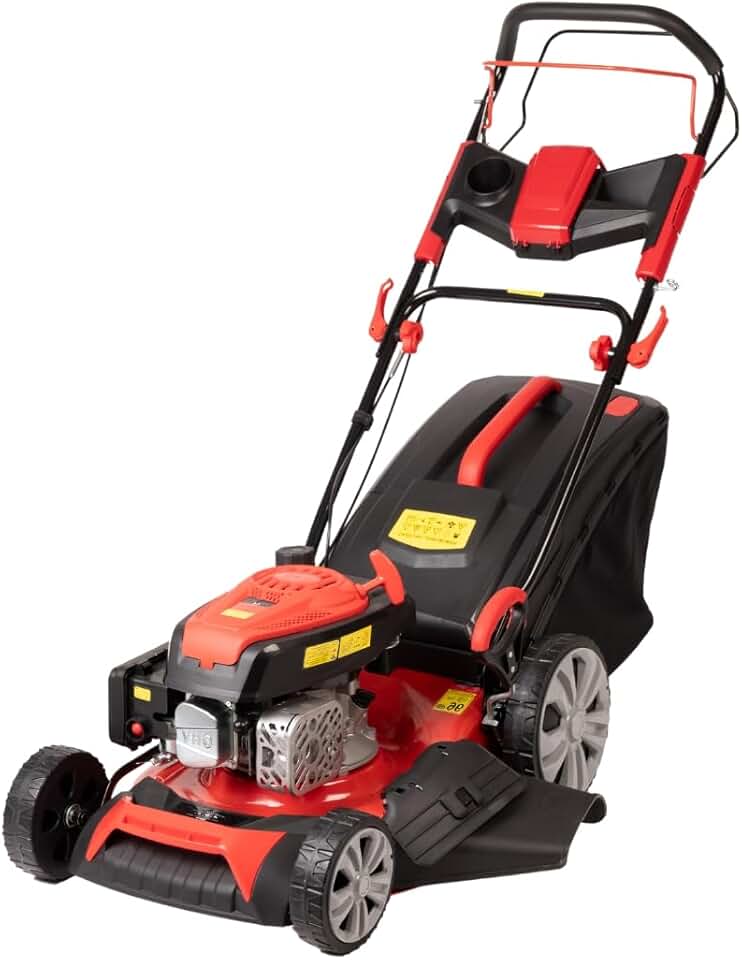 bleujardin Tondeuse à gazon à explosion automotrice 4in1-4 CV, Tondeuse à gazon thermique autoportée - Moteur 170cc 4 temps avec autotraction - Largeur de coupe 51 cm - Mulching - Panier de collecte 60L