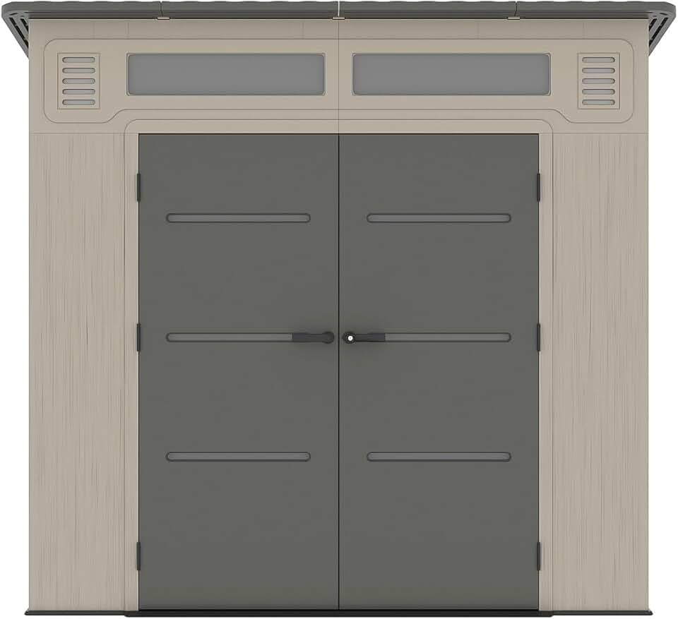 bleujardin - Abri de jardin résine 6,5m², plancher, beige/gris, ép. 22mm, ANTEVA