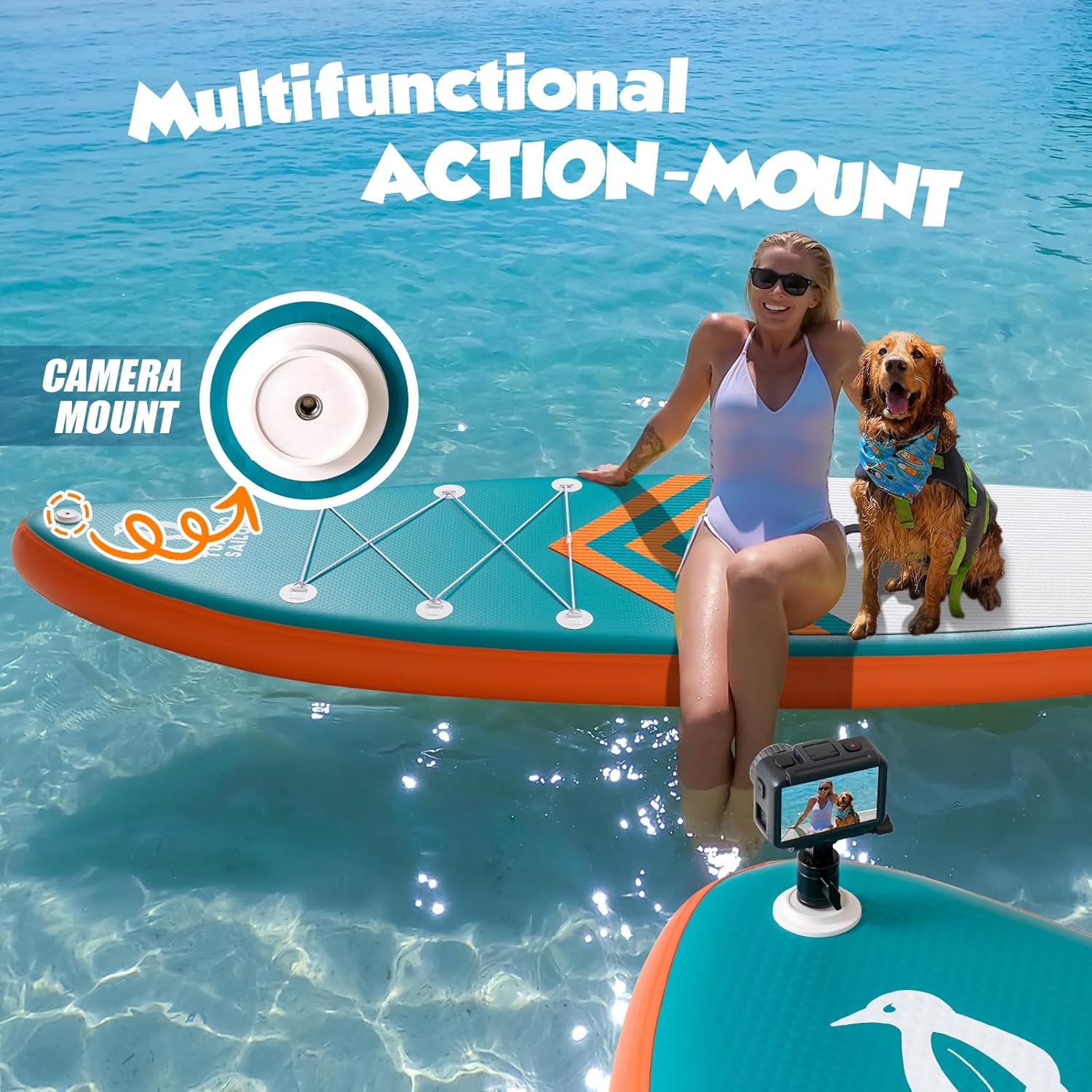 bleujardin Paddle Gonflable Adulte, Planche de Stand Up Paddle Gonflable, Sup Paddle Board Gonflable avec Accessoires Complets, Planche de Surf Paddle