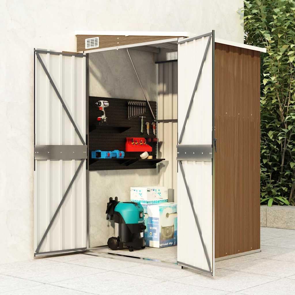 bleujardin Remise de Jardin Murale Marron 118x100x178 cm Acier galvanisé,Maison & Jardin, Pelouses & Jardins, Vie en extérieur, Structures extérieures, Cabanes & abris de Jardin, Brun (Poids 22.7KG)