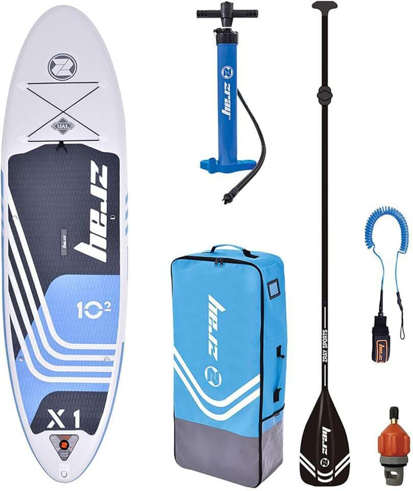 bleujardin - Sup Stand Up Paddle Gonflable X-Rider 10.2' - PB-ZX1E - Planche Gonflable Dropstitch - Leash, Pagaie, Pompe, Sac de Transport et Kit - Option Siege Kayak - Jusqu’à 125kg - 259l - 310x81x15cm