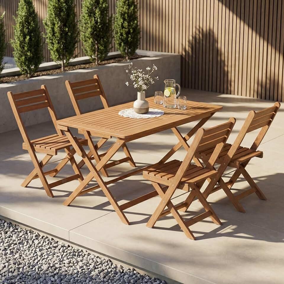 bleujardin - Rimini - set 4 chaises et table acacia, stable, durable