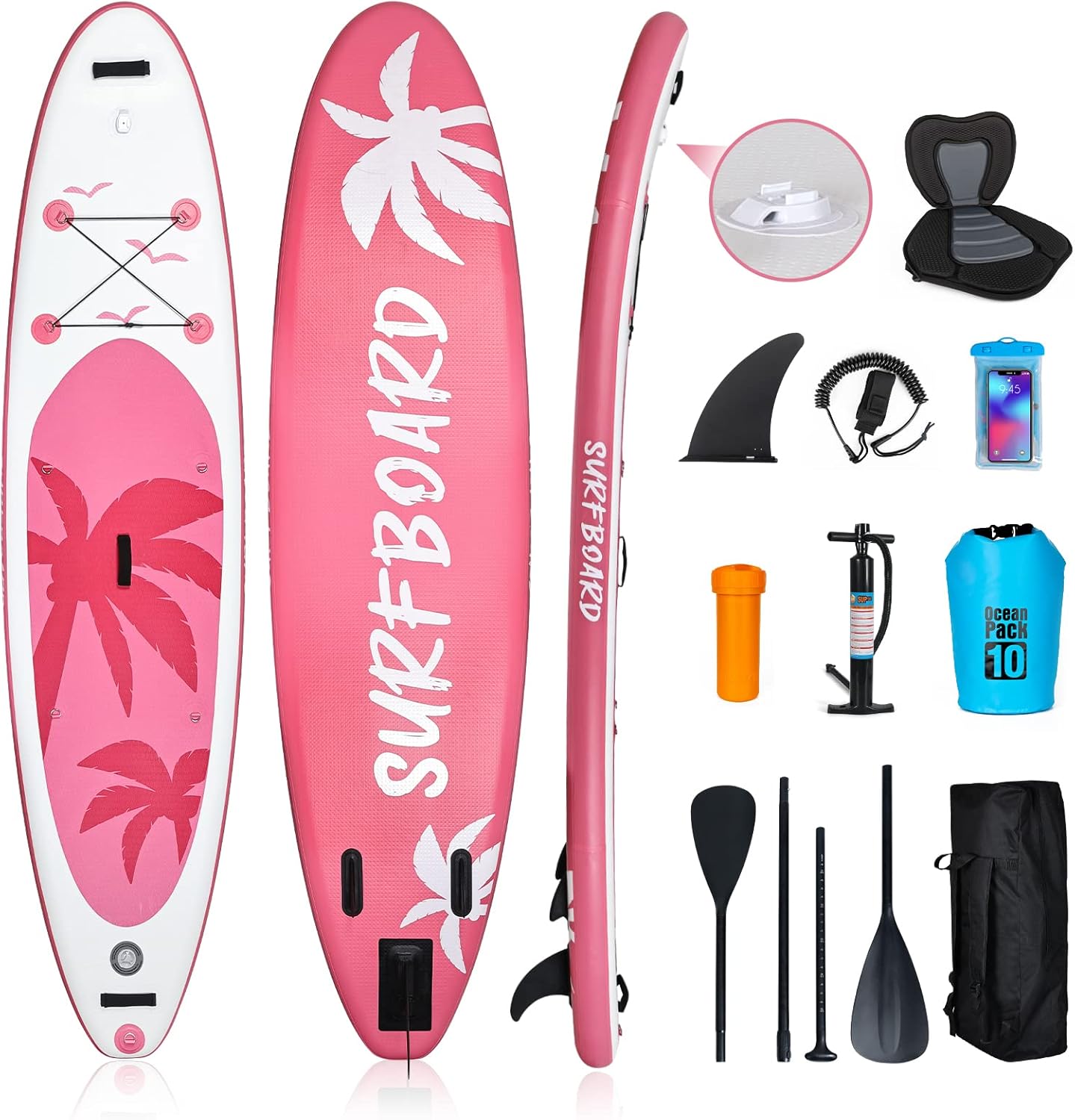 bleujardin - Paddle gonflable adulte - 320/335cm - 2 places, siège kayak, pagaie alu, support caméra, pompe, 150kg