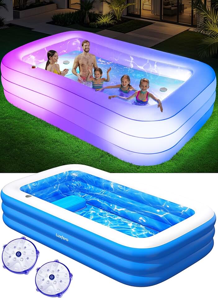 bleujardin – Piscine Gonflable avec siège, 280x160x50 cm, lumières, 1400L