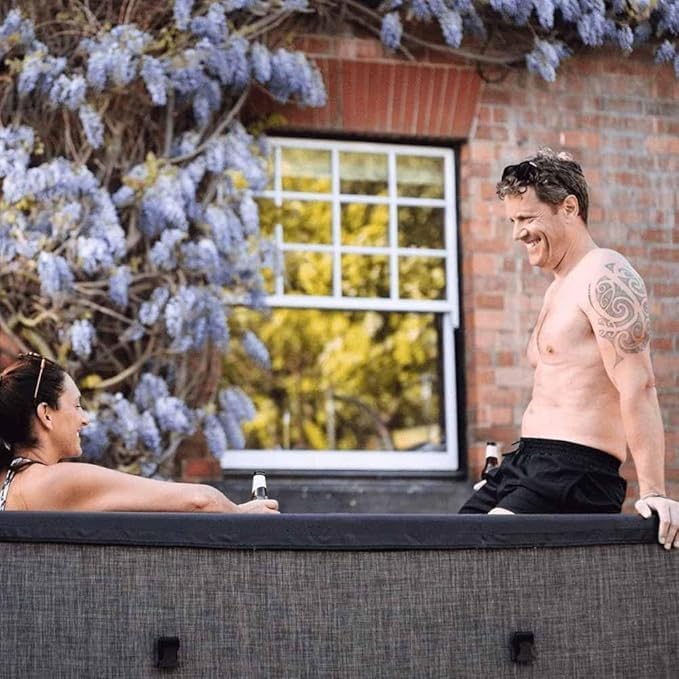 bleujardin - Spa - Celestia - Semi-Rigide Carré 6 Places – Construction Portable en Mousse, Chauffage intégré et Couverture économe en énergie – Volume 1100l - Ø180xH70cm - Charcoal Black