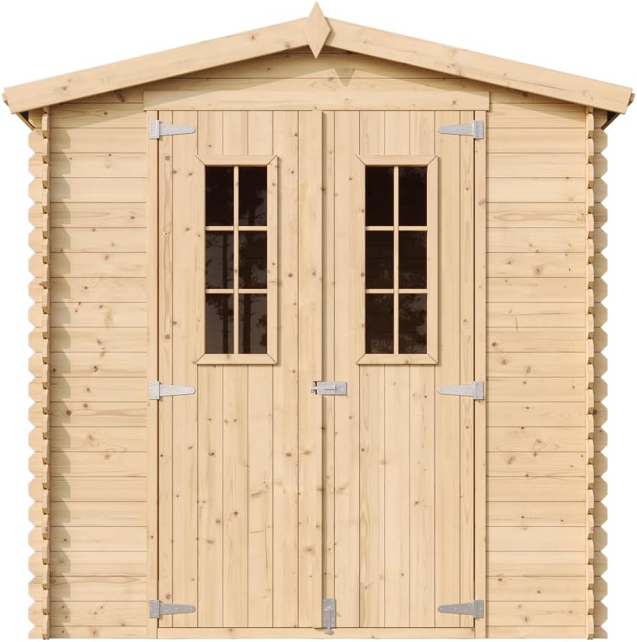 Abri de Jardin en Bois - Stockage extérieur I216xL206xH218 cm/ 3.53 m2 Petit abri à Outils, Local à vélos - Toit imperméable, fenêtres bleujardin M343C