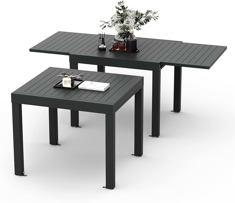 bleujardin - Table extensible aluminium - 80/160x80x75 cm - Résistante, gris