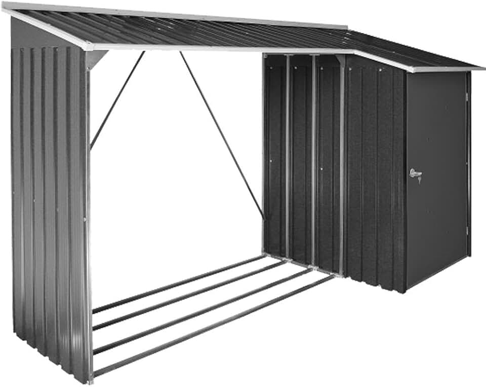bleujardin - WoodStore Combo - 8x3 ft - abri bûches métal, porte cadenassable, sol surélevé
