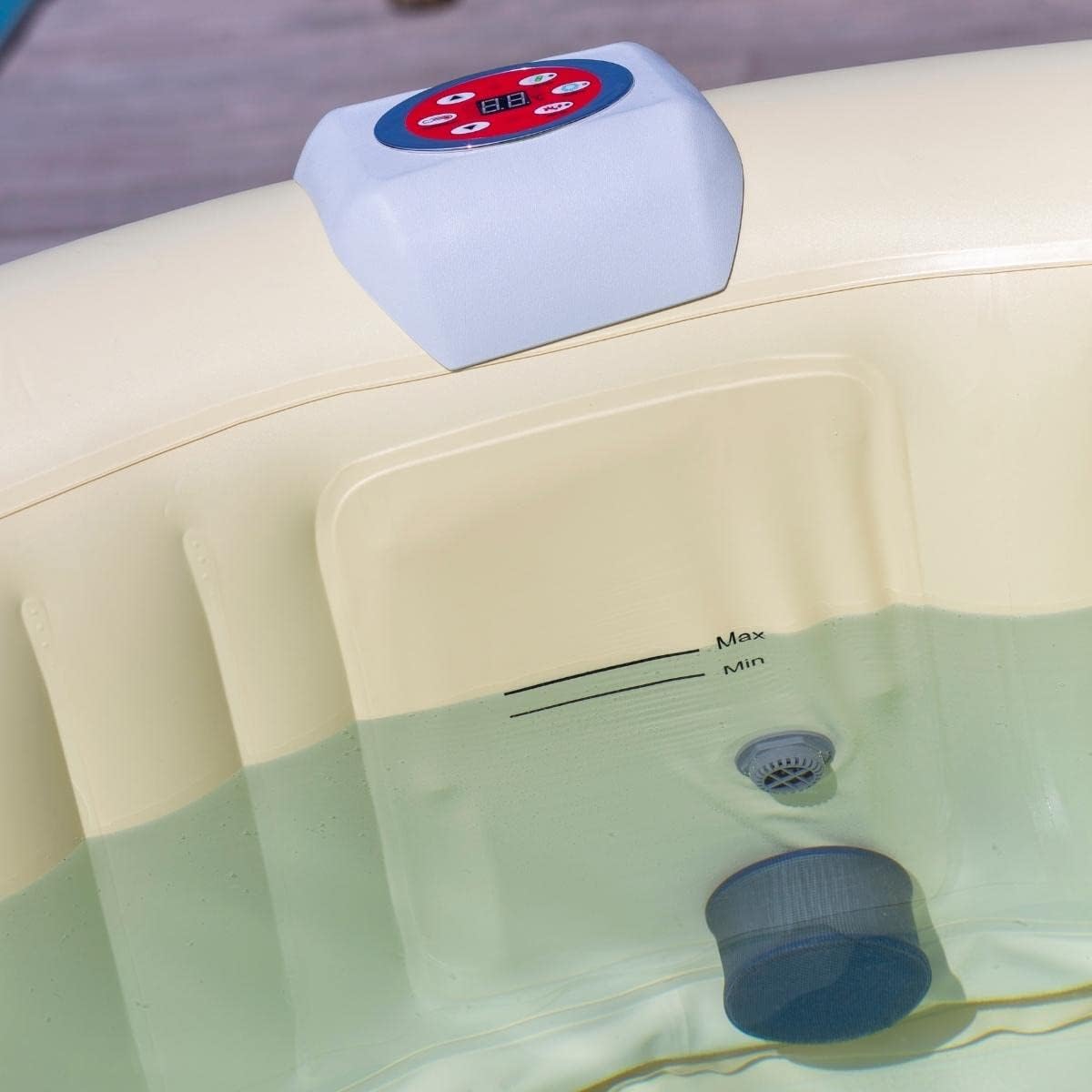 bleujardin Spa hydromassage Gonflable Chauffant 4-6 Personnes 185 x 65 cm Pompe Super silencieuse intégrée, Marron