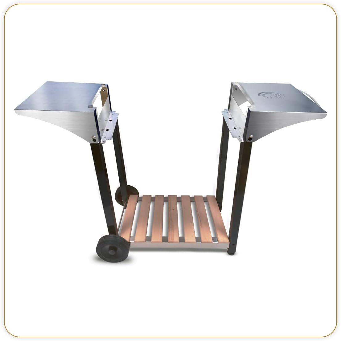 bleujardin - Chariot plancha Aquitaine Pro - inox/bois, roulettes, dessertes latérales - 8477