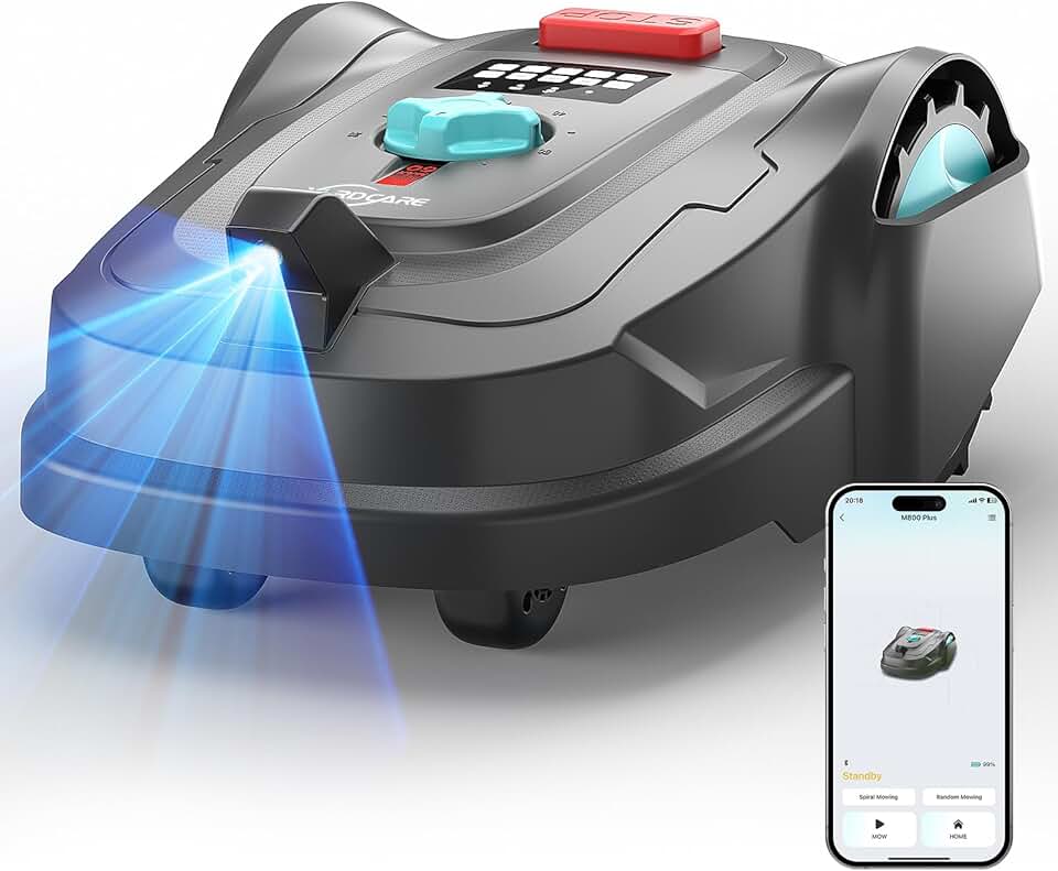 bleujardin - M800Plus - 800 m² - Robot tondeuse GPS IA, coupe U, détection obstacles