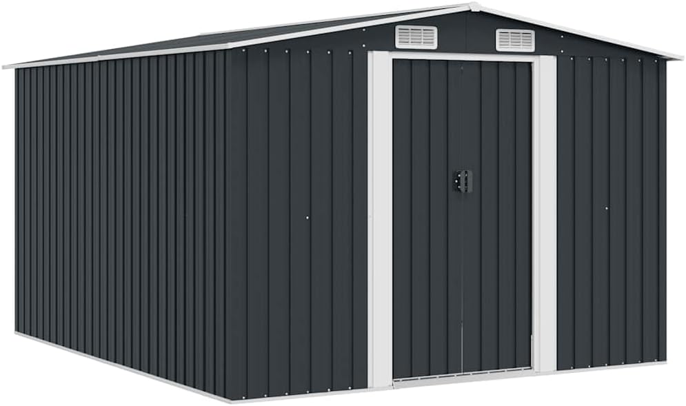 bleujardin - Abri de jardin métal 257x298x178cm anthracite, cabane à outils