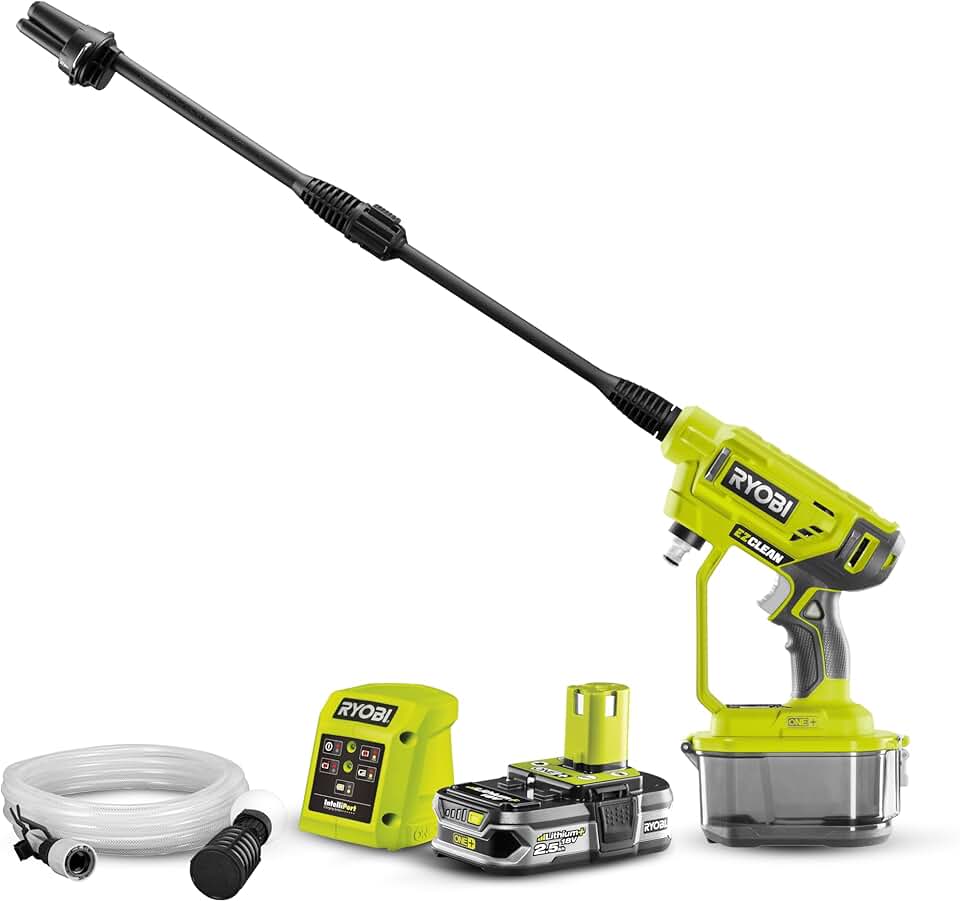 bleujardin - pistolet haute pression 18V One+, 22 bar, léger, 2.5Ah, RY18PW22A-125