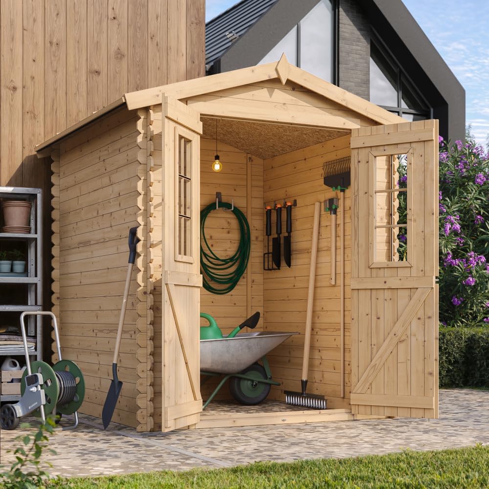 Abri de Jardin en Bois - Stockage extérieur I186xL196xH218 cm/ 2,82 m2 Petit abri à Outils, Local à vélos - bleujardin M320C