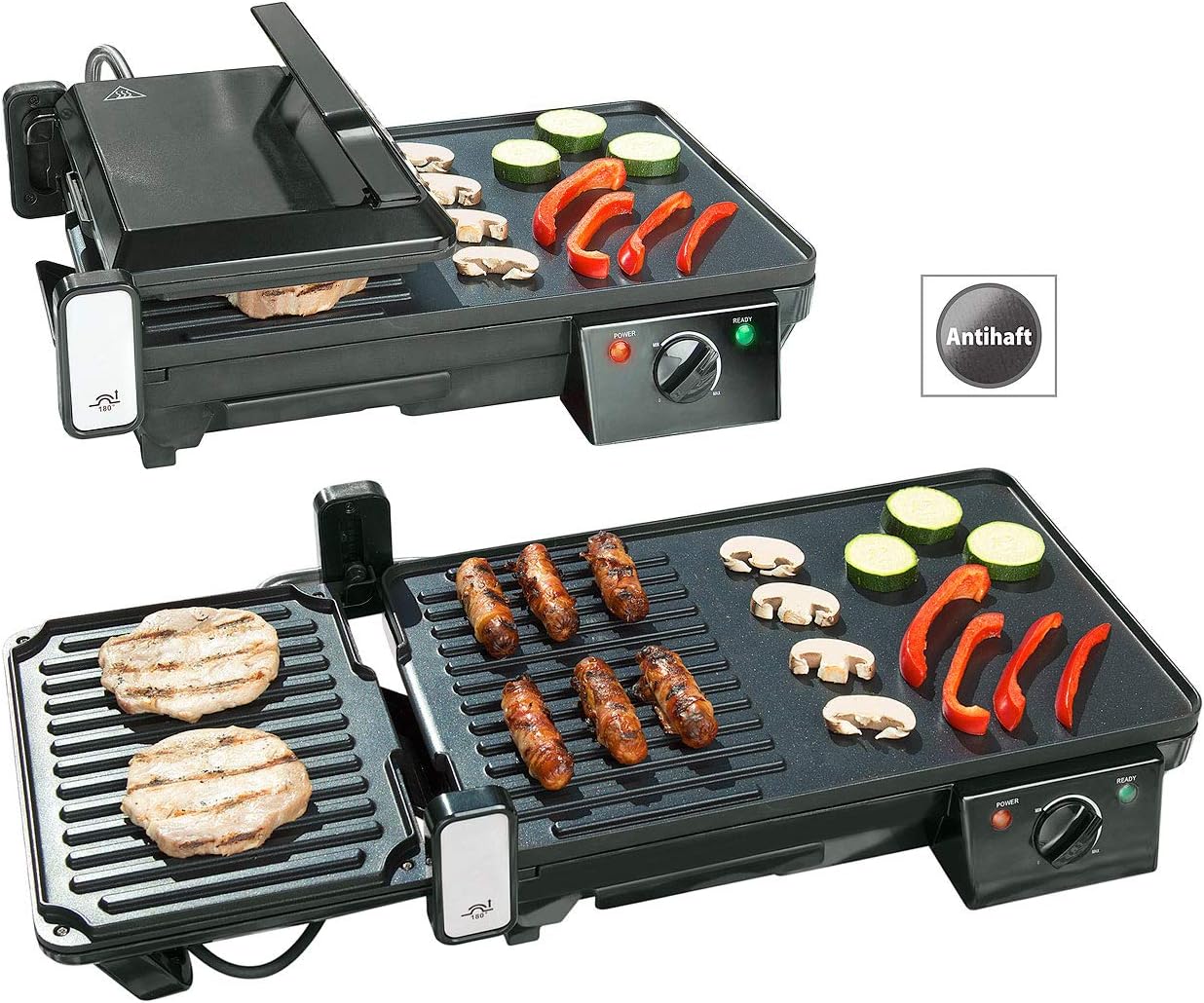 bleujardin - grille-plancha 2 en 1 2000W - table - cuisson rapide