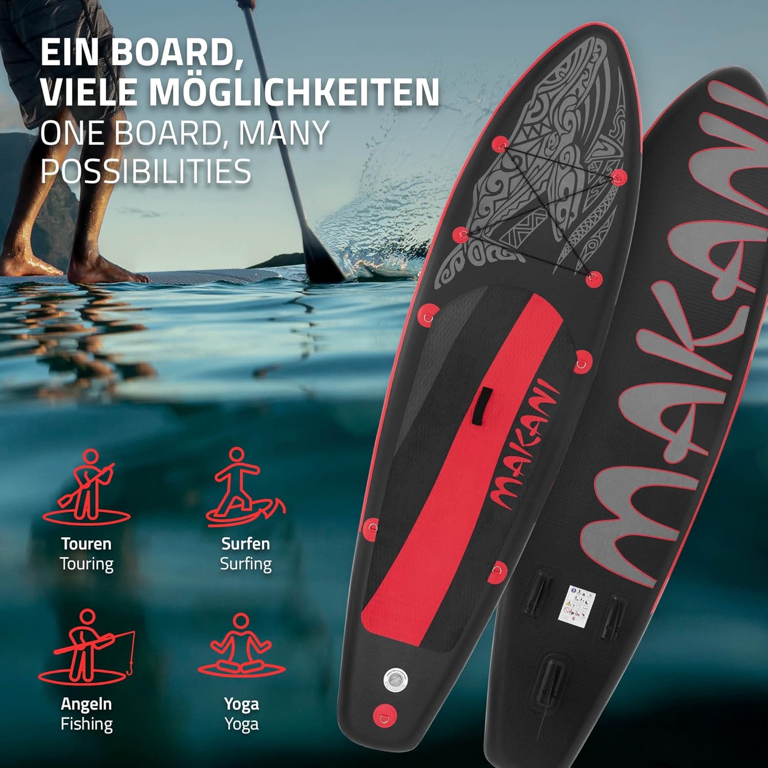 bleujardin - Stand Up Paddle Board - 305/308/320/380 cm - PVC, 120/150 kg, 10/15 cm d'épaisseur