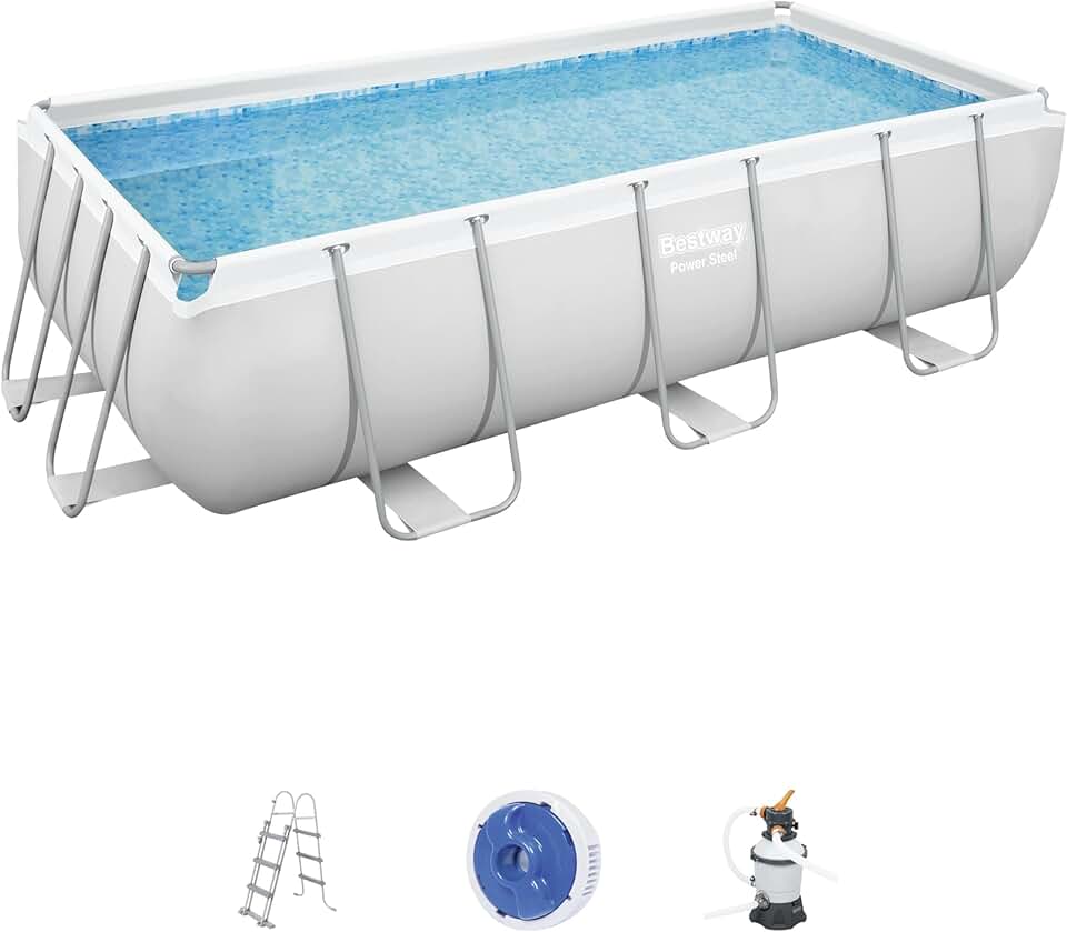 bleujardin - Power Steel piscine 404x201x100 cm, filtre à sable, échelle