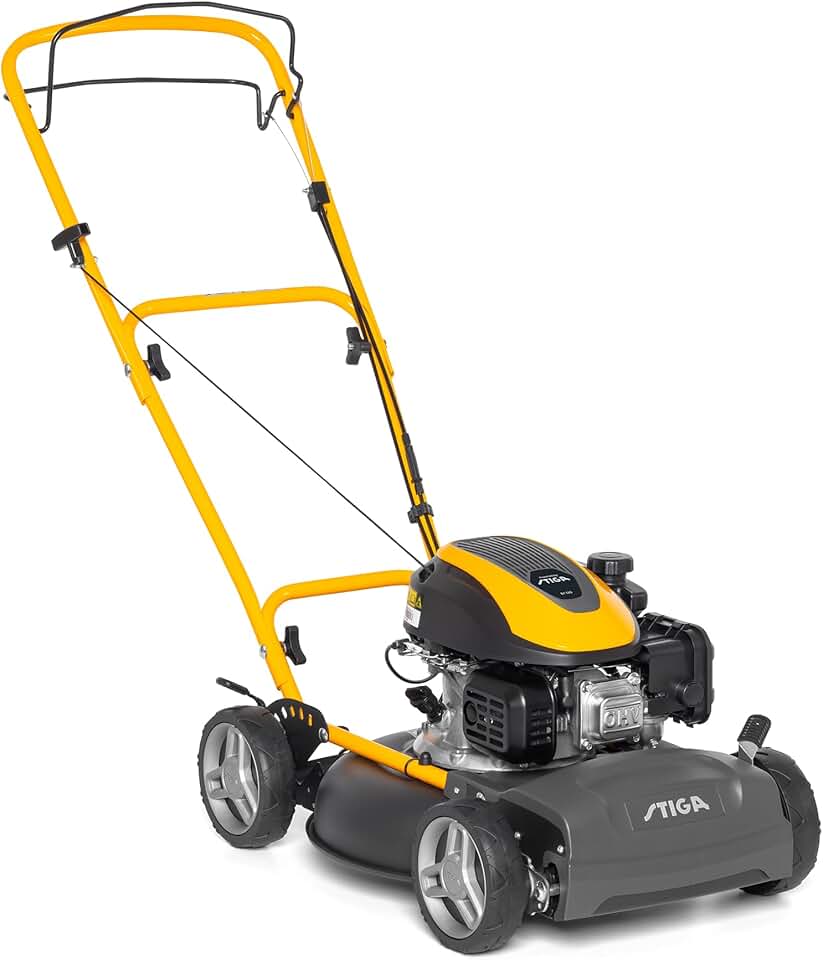 bleujardin Multiclip 47 S Tondeuse à Essence, Tondeuse à Gazon broyeuse automotrice avec Moteur 123 CC, Plateau de Coupe 45 cm, 5 tondeuses Thermiques, Guidon Ergonomique Rabattable.