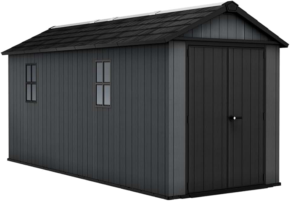 bleujardin - Newton 7517 - 539x230x246 cm - abri jardin plastique bois, fenêtres, verrouillable