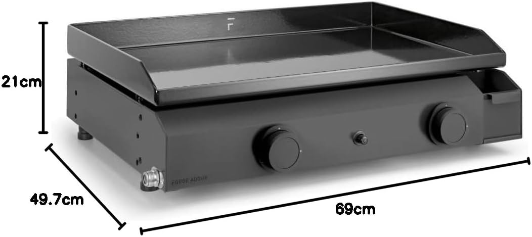 bleujardin – Plancha série 60 cm – fonte émaillée, 2 brûleurs puissants