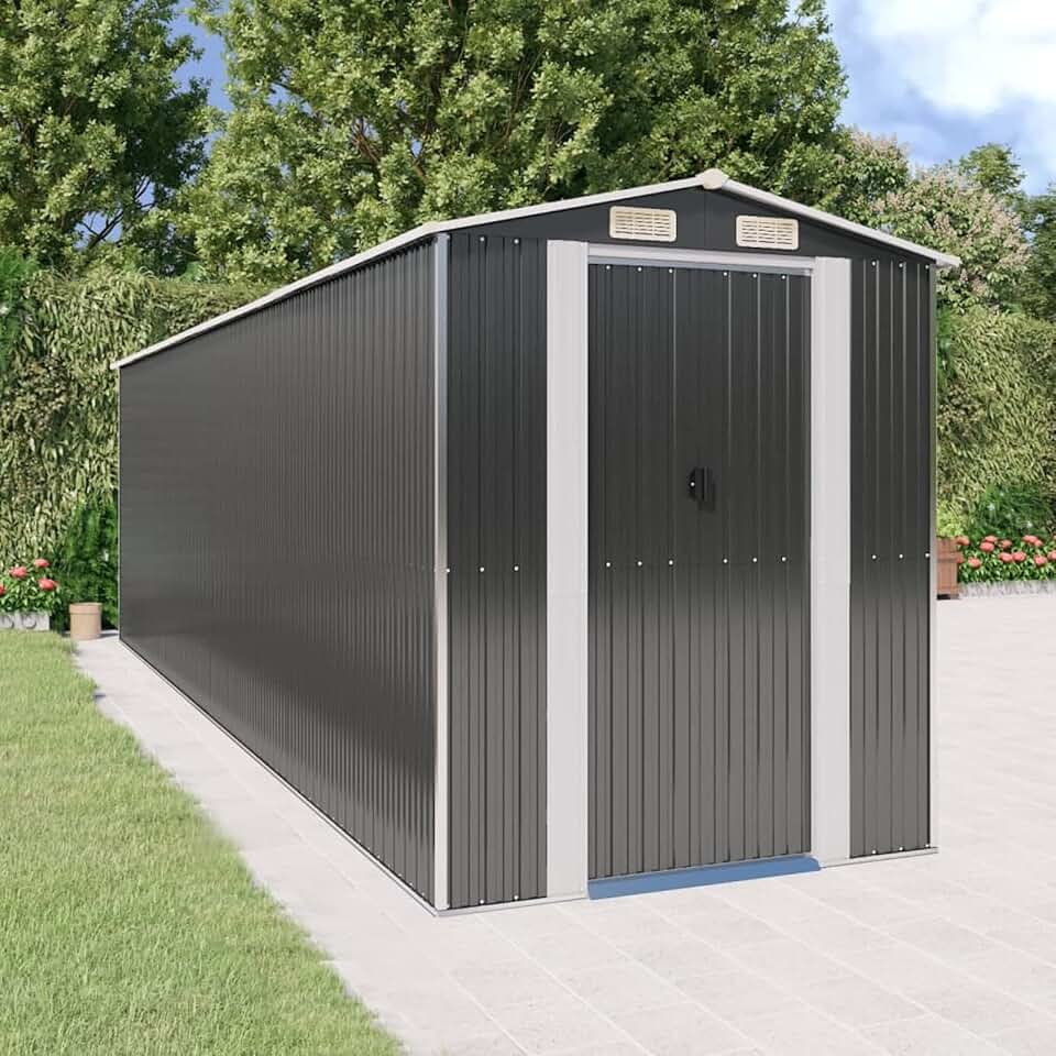bleujardin Abri de jardin, abris pour parcelles, abris de jardin, abri de jardin extérieur, maisons préfabriquées, acier galvanisé anthracite 192 x 689 x 223 cm