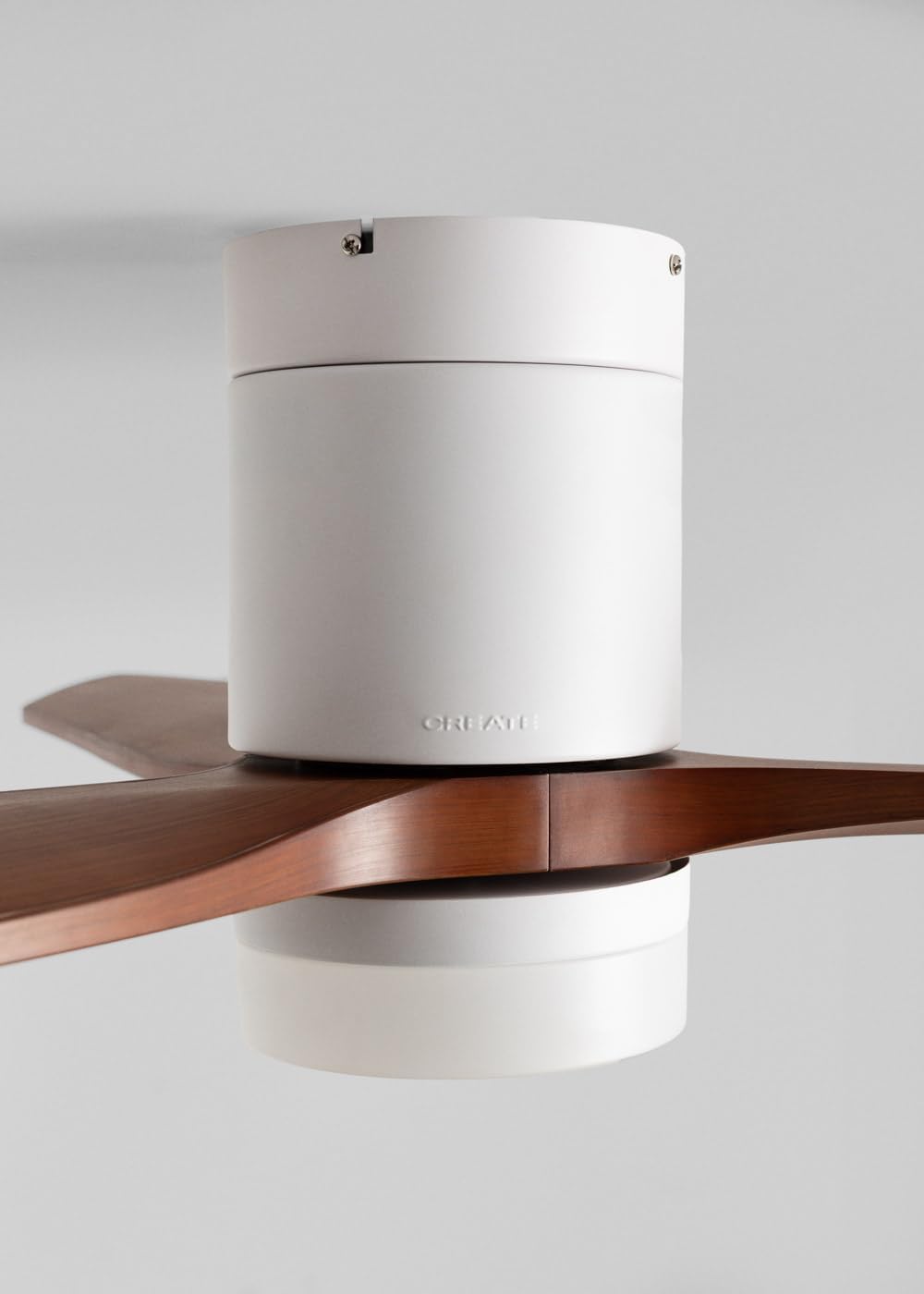 CREATE WINDCALM S Ventilateur de plafond ABS avec lumière blanche, pales effet bois foncé avec Wi-Fi et télécommande, 40 W, minuteur, Ø112 cm, 3 températures de lumière, fonction été/hiver