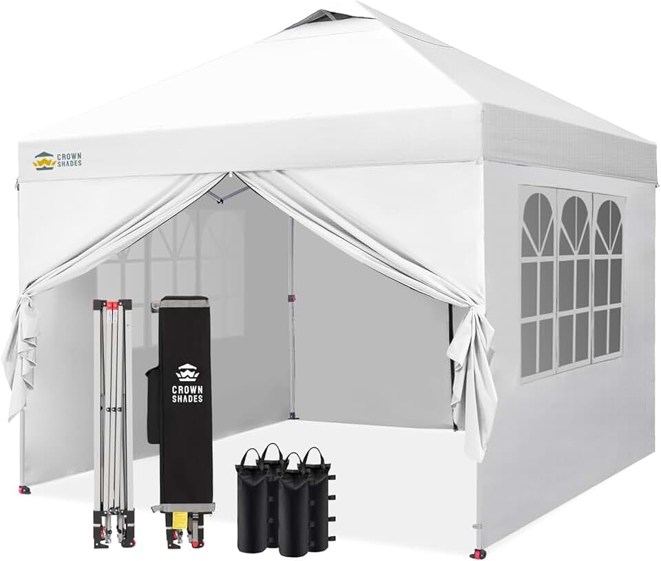 bleujardin - Tonnelle Pliante - 3x3m - Imperméable, UPF 50+, 4 parois, sacs, blanc
